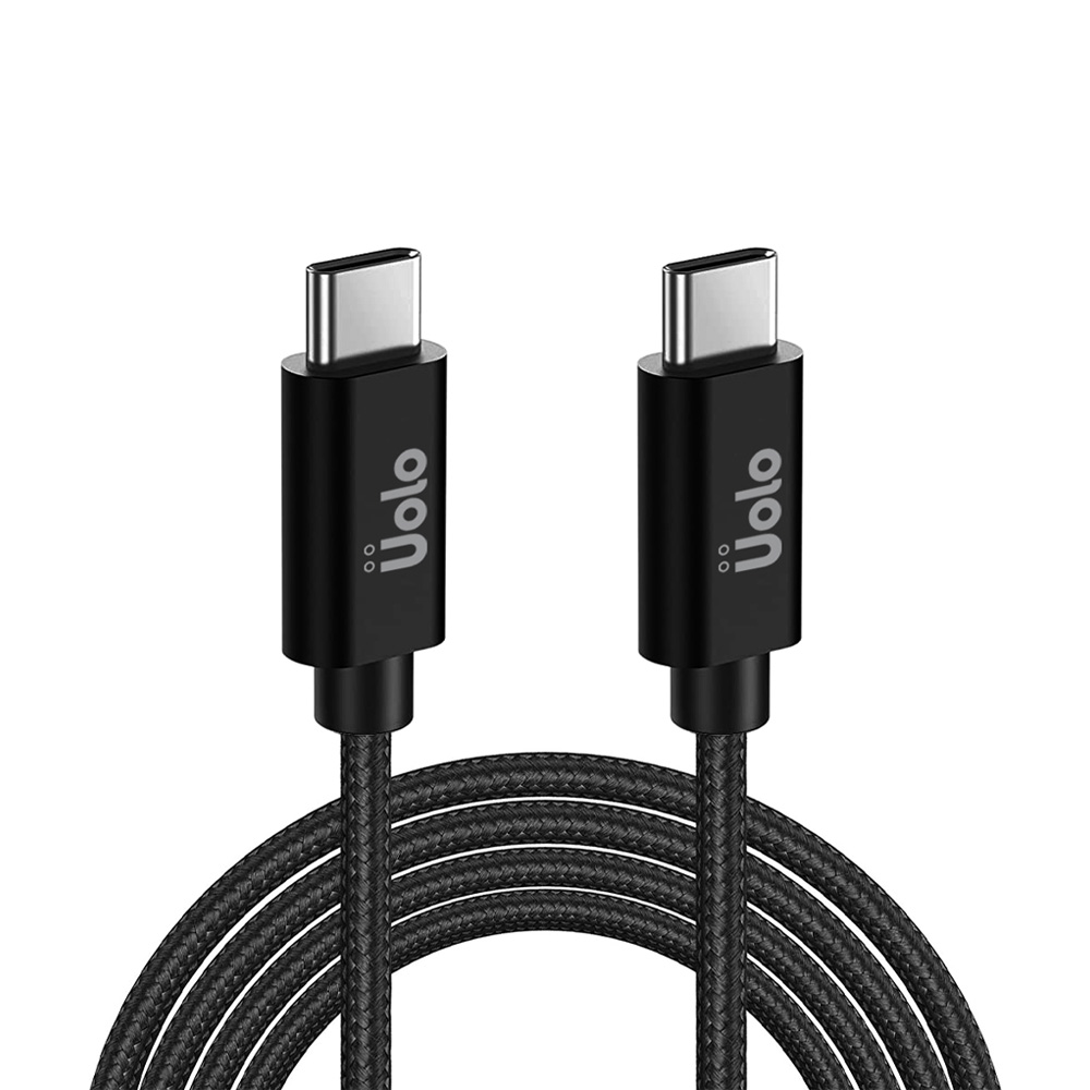 Uolo Link 2m Braided USB C to C Charge & Sync Cable, Black